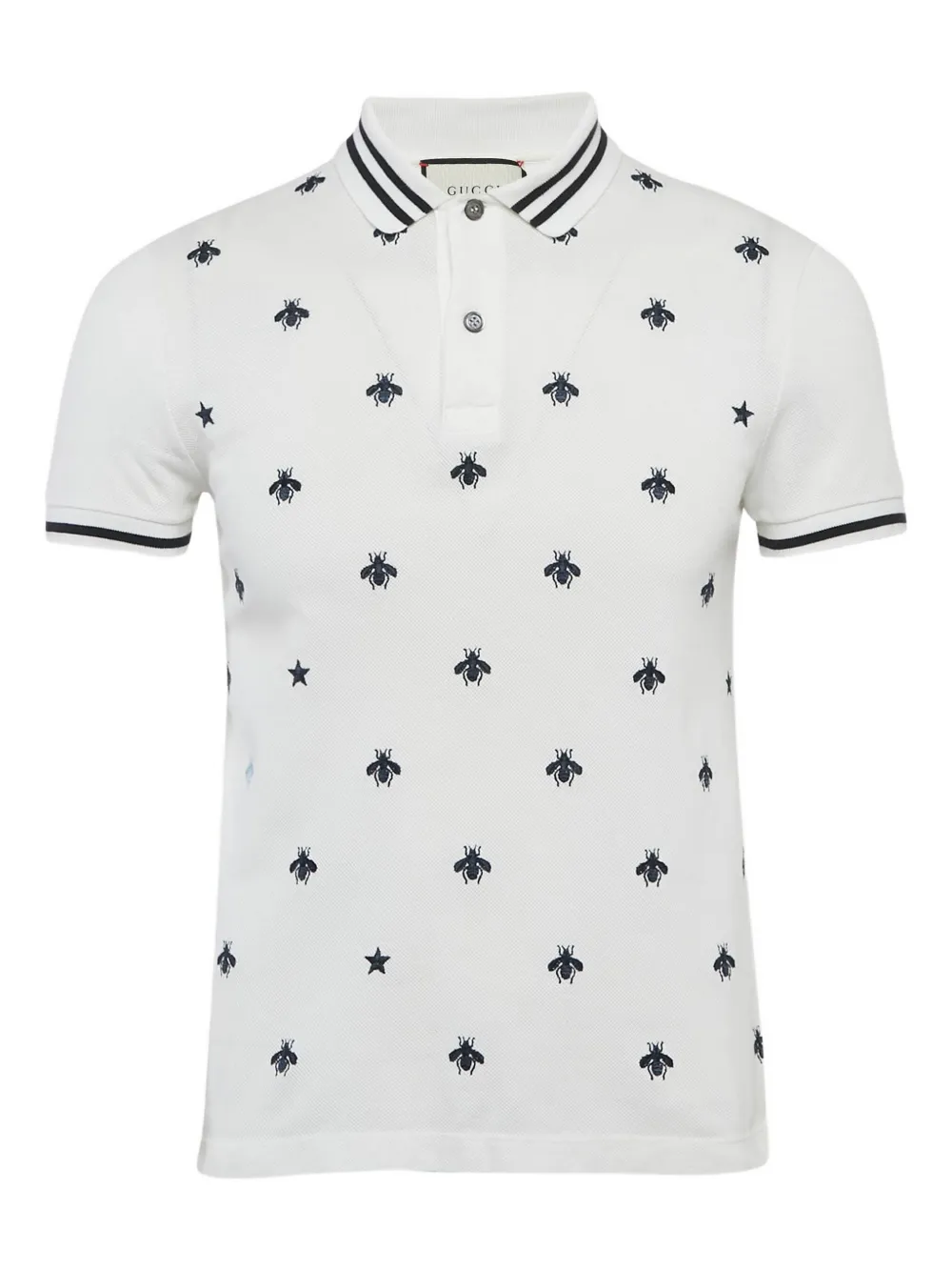 Gucci Pre-Owned bee-pattern polo shirt | White | Image 1