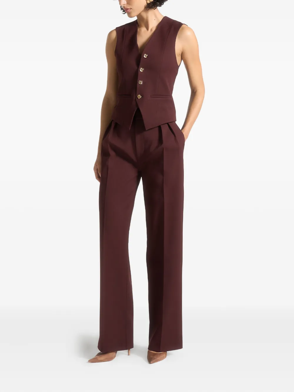Manière De Voir Julie Pleated Eiffel-plaque Trousers In Brown