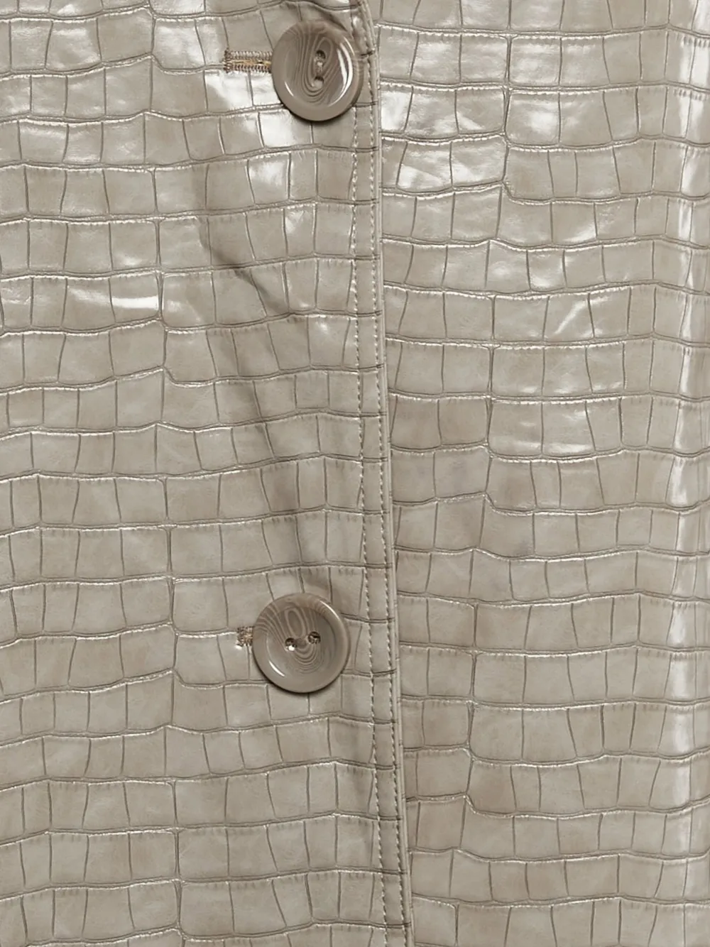 Pre-owned Stand Studio  Croc-embossed Coat In Neutral