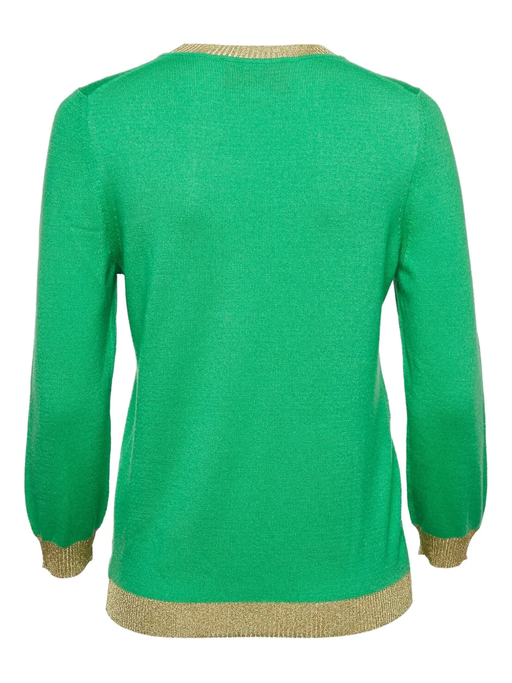 Pre-owned Gucci 2024 Cashmere Metallic-trim Top In Green