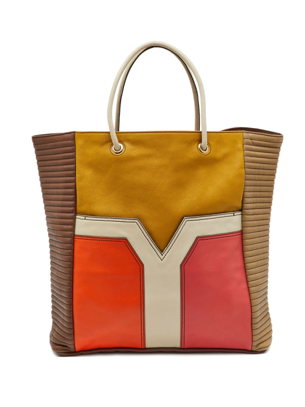 Saint Laurent Pre-Owned panelled tote bag | Yellow | Image 1