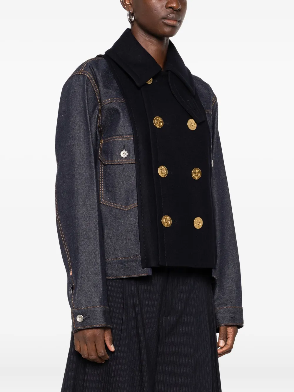 sacai x Levi's denim jack met dubbele rij knopen Blauw