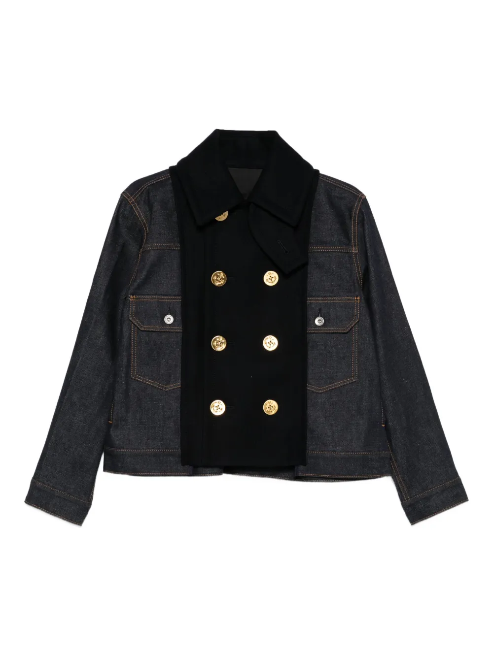 Sacai x Levi's denim jack met dubbele rij knopen Blauw