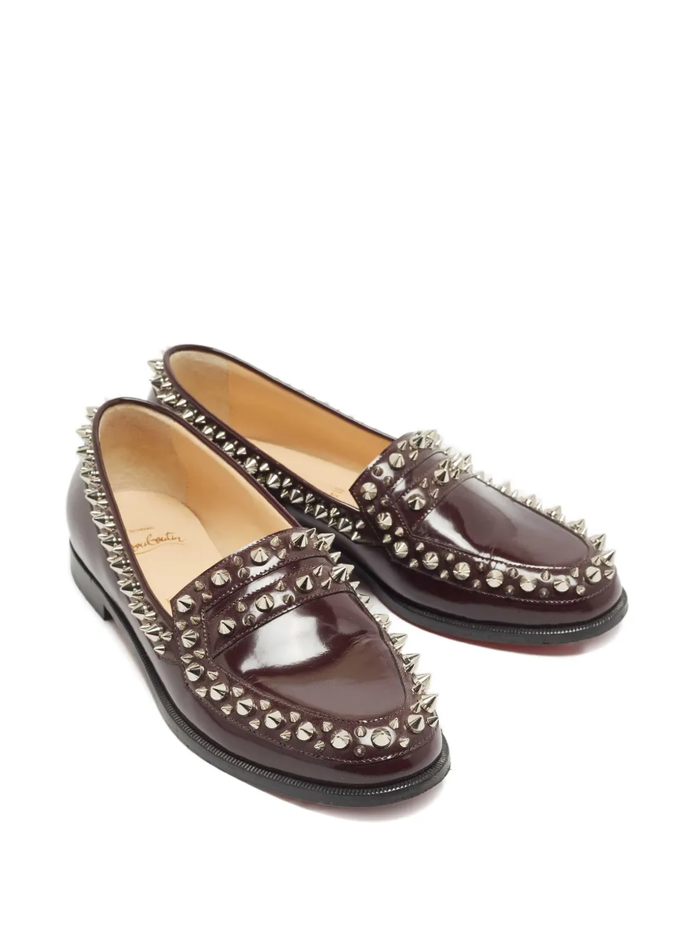 Christian Louboutin Pre-Owned Leren loafers met spikes - Rood
