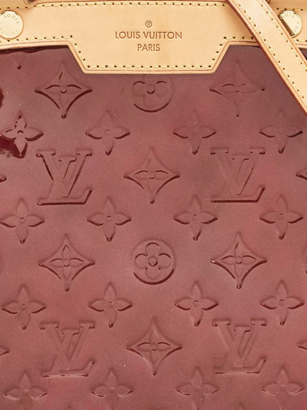 Pre-owned Louis Vuitton Brea Gm Patent Leather Monogram Bag In Red