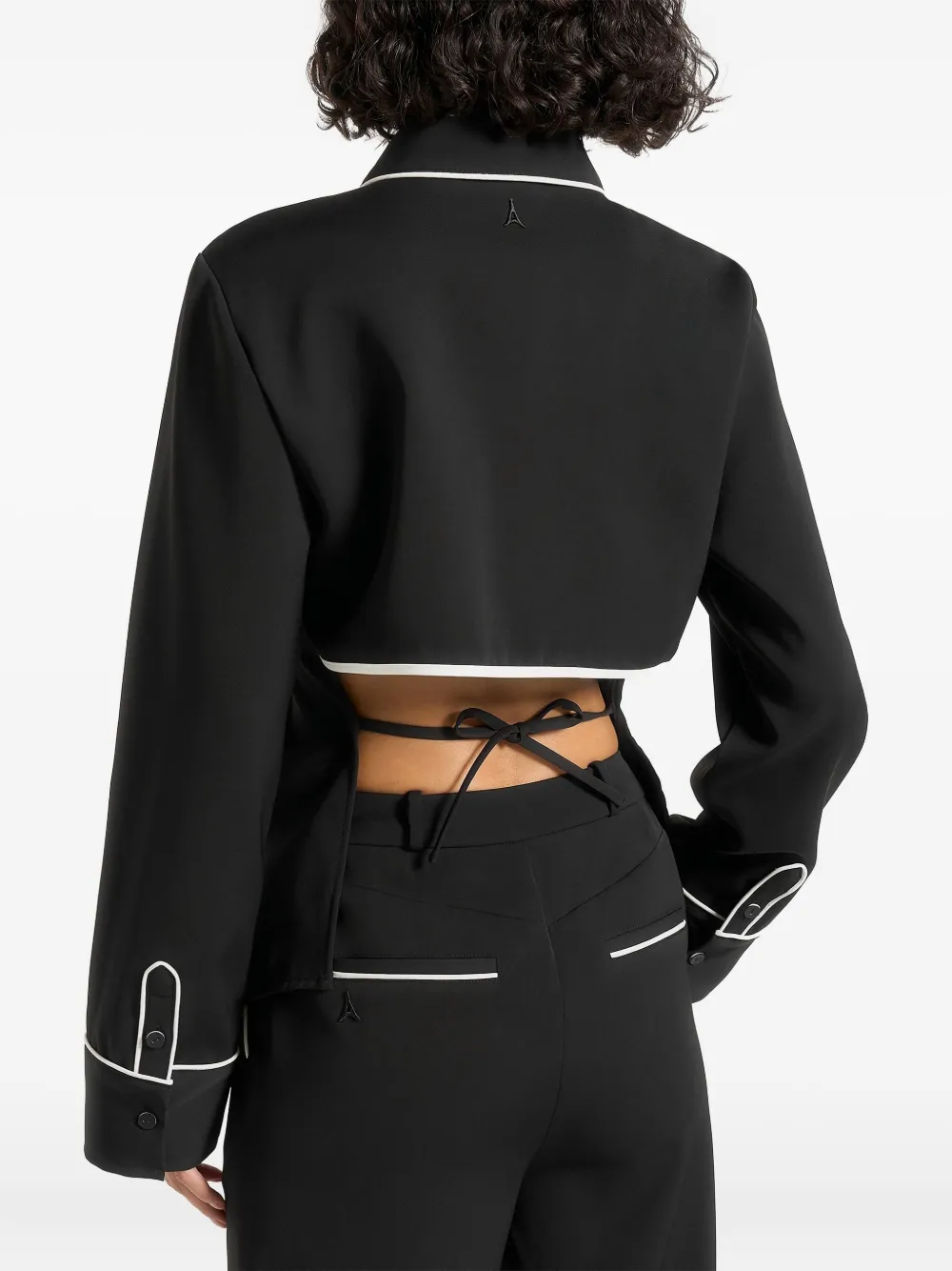 Manière De Voir Contrast-trim Shirt In Black
