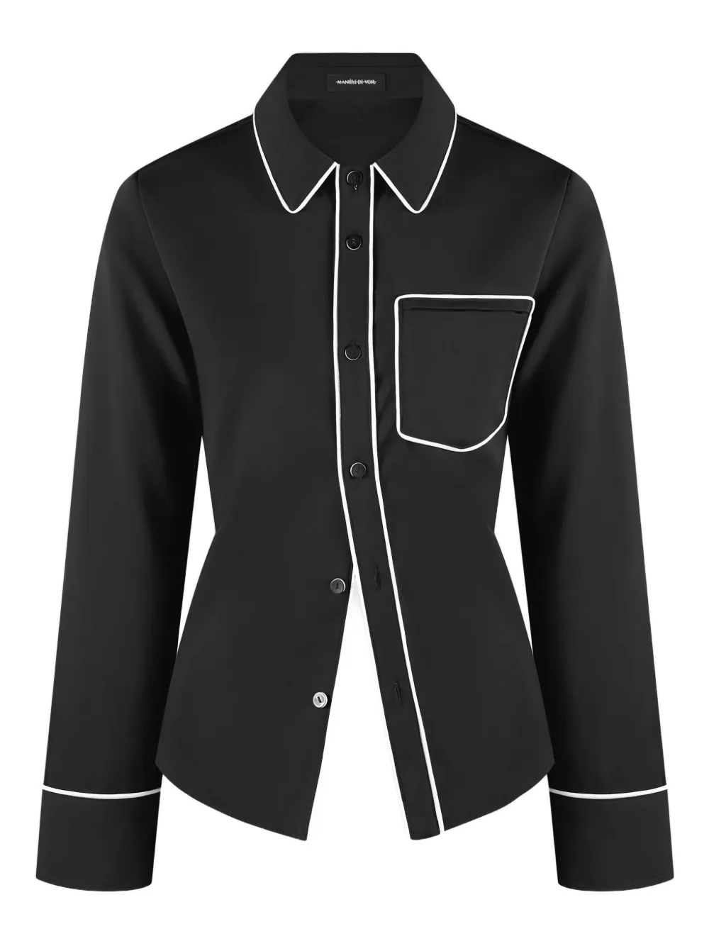 Manière De Voir Contrast-trim Shirt In Black