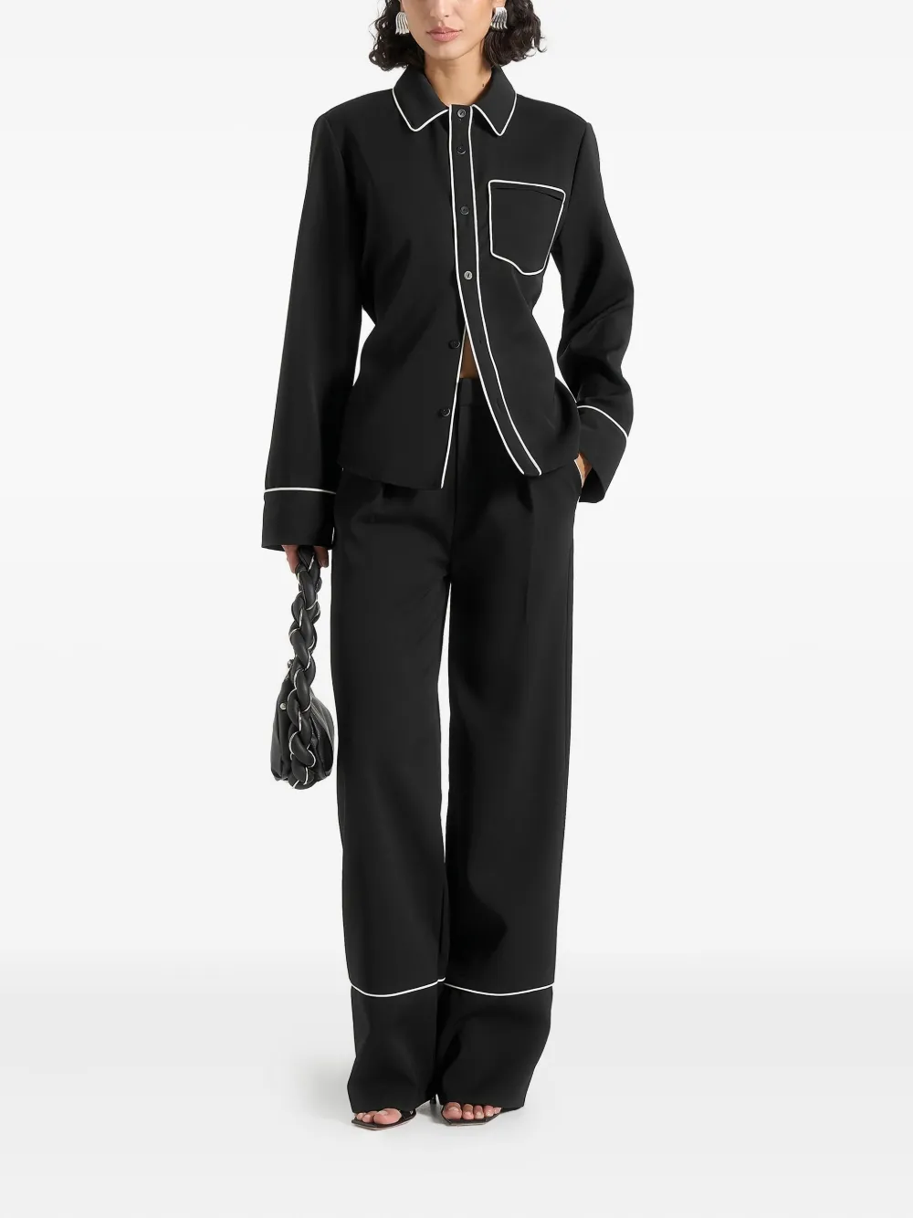 Manière De Voir Contrast-trim Shirt In Black