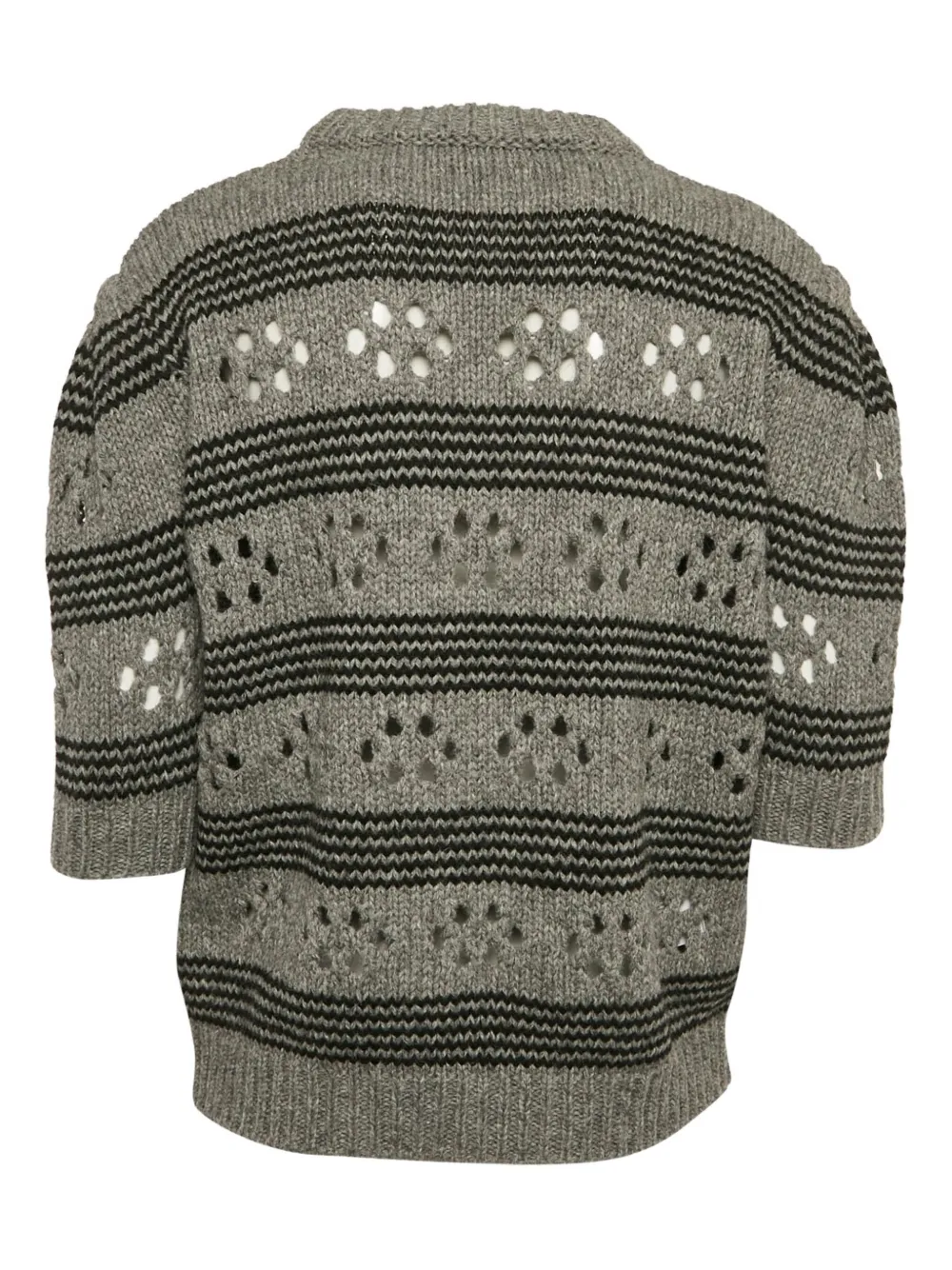 Pre-owned Miu Miu Ribbed-knit Cut-out Sweater In Gray