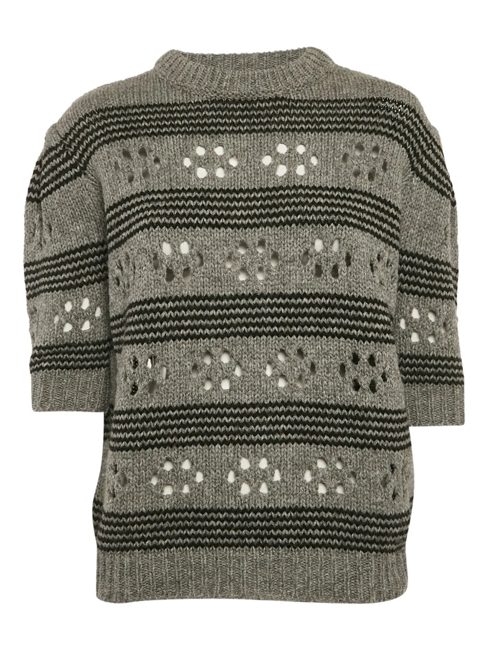 Pre-owned Miu Miu Ribbed-knit Cut-out Sweater In Gray