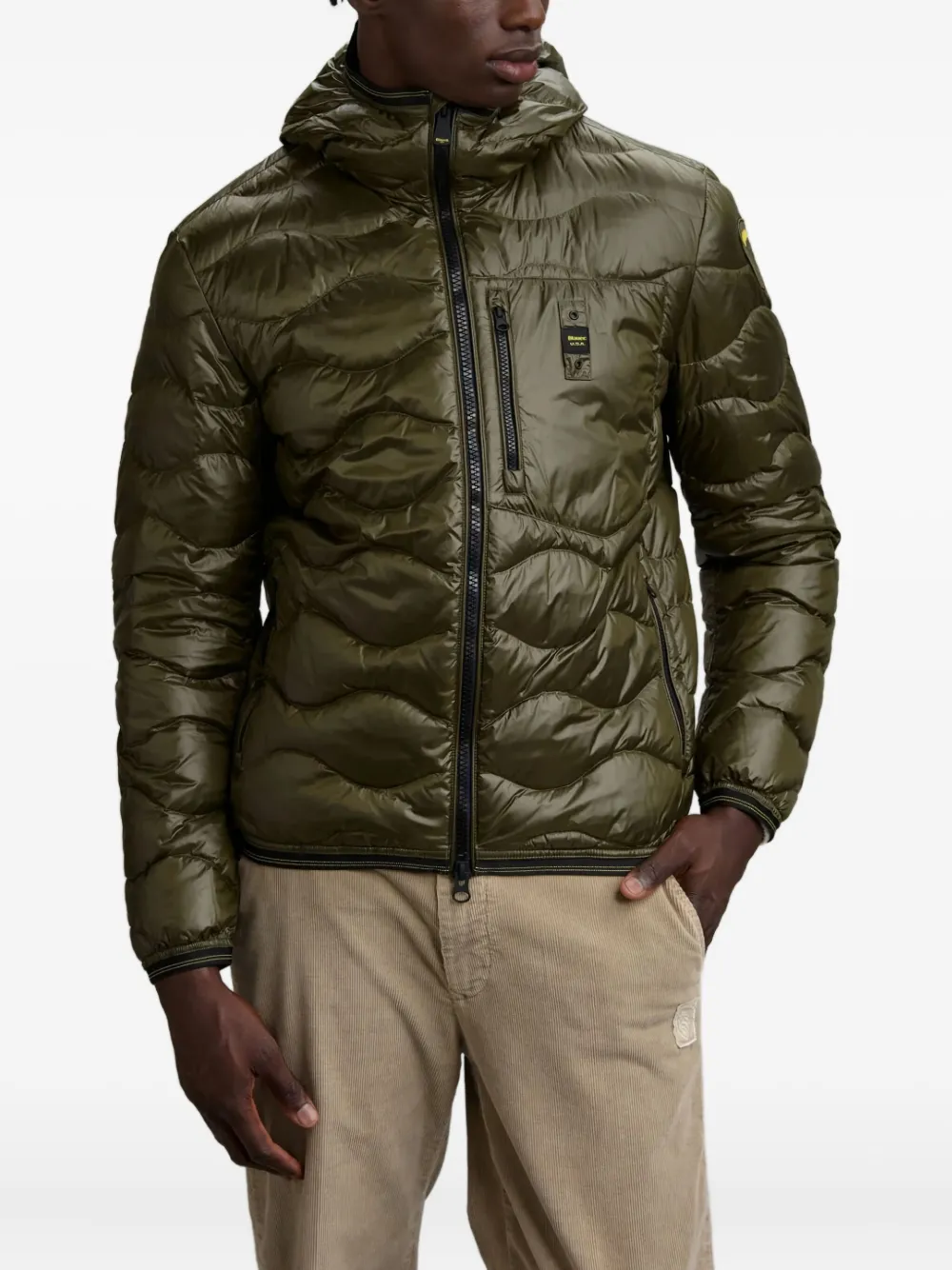 Blauer Gevoerd jack met capuchon Groen