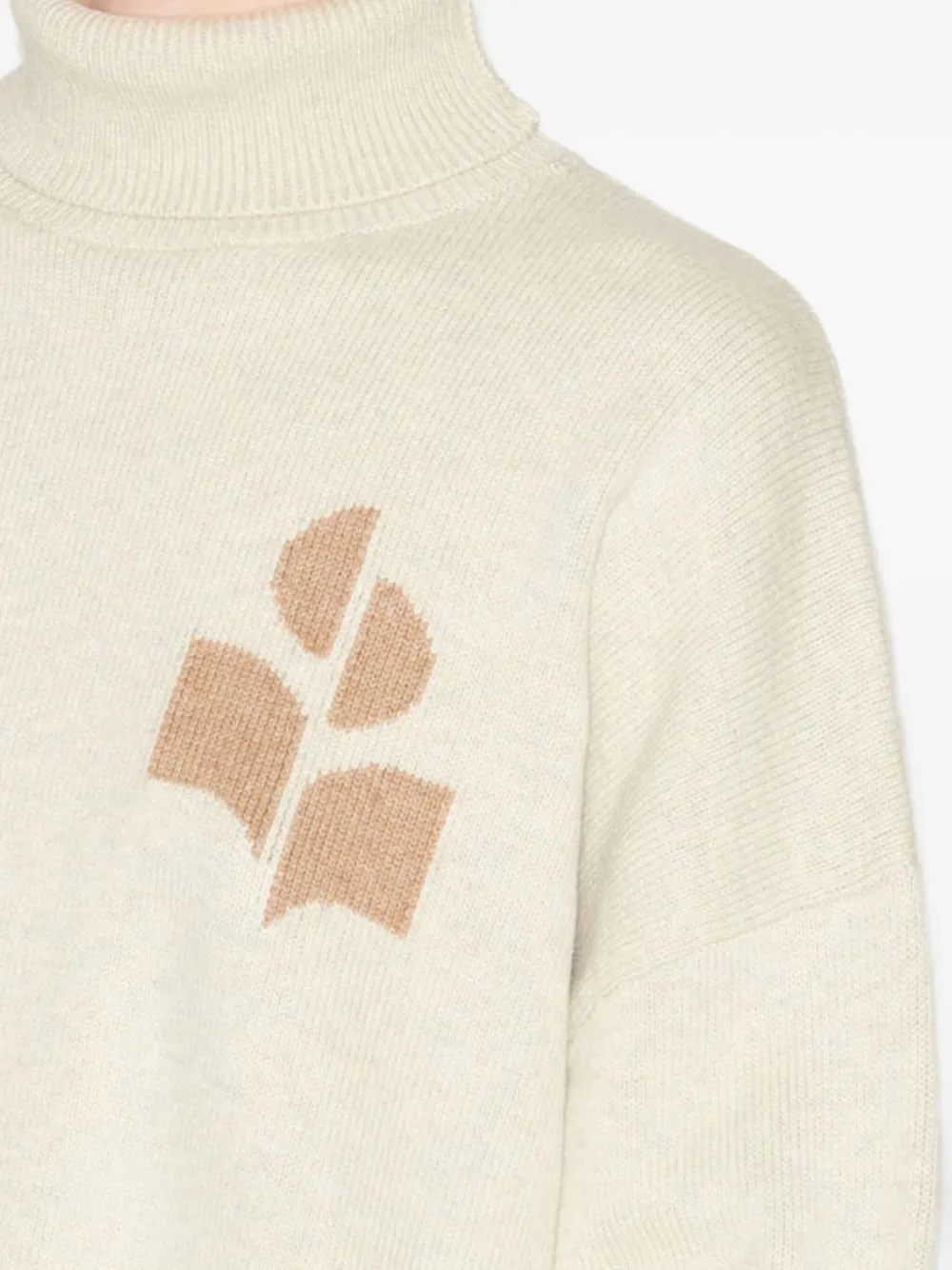 Isabel Marant Logo-embroidered Turtleneck Sweater In Neutral