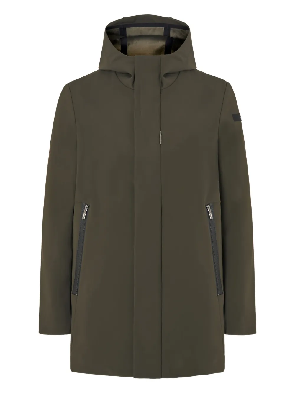 hooded zip-fastening jacket