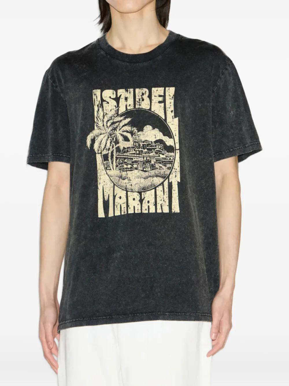 MARANT T-shirt met grafische palmboomprint Zwart
