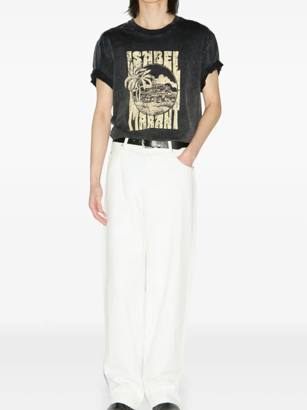MARANT T-shirt met grafische palmboomprint - Zwart