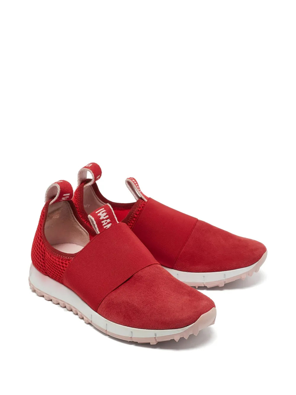 Jimmy Choo Pre-Owned Oakland suède sneakers met mesh - Rood