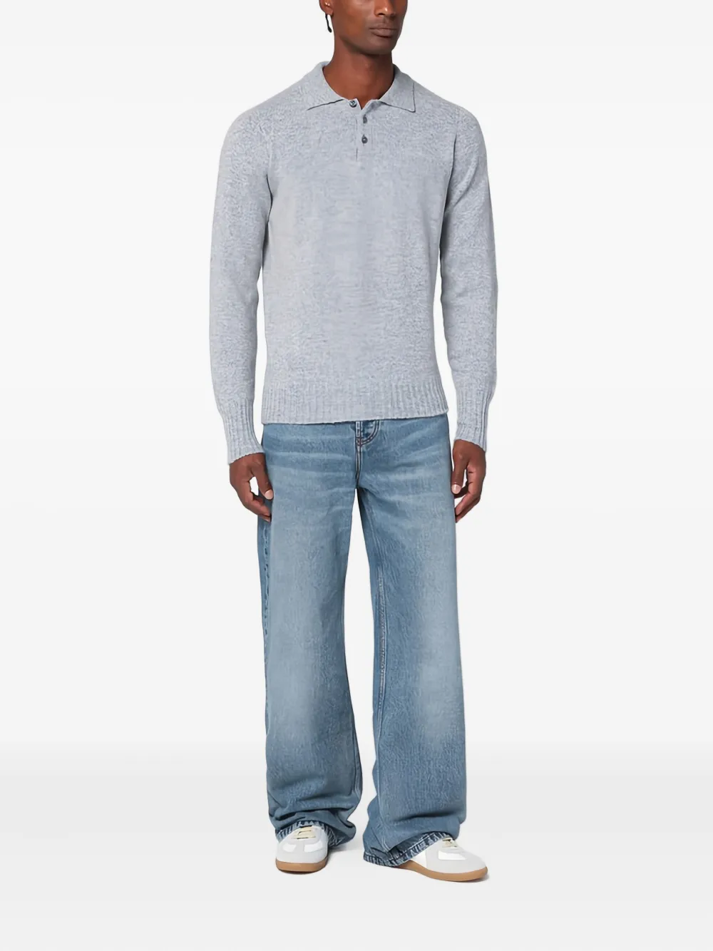 Drumohr Poloshirt met lange mouwen - Grijs