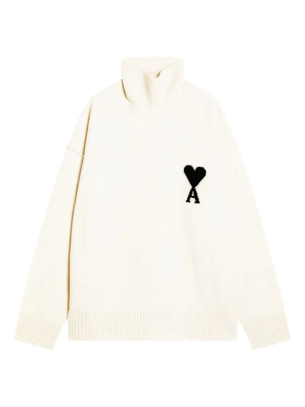 AMI Paris heart-logo turtleneck sweater | White | Image 1