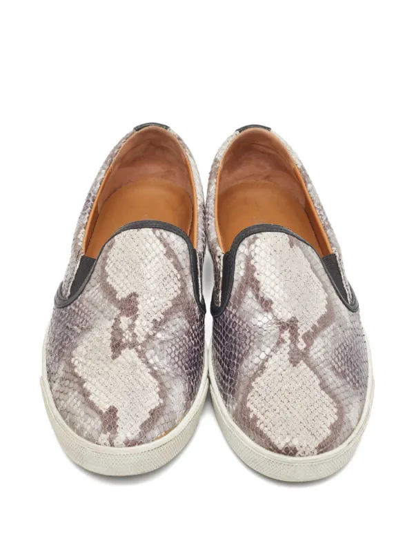 ー*ー様 JIMMY CHOO レオパード柄 スネークモチーフ金具 キャンバス生 Jimmy Choo Pre-Owned スネークスキンパターン スニーカー | グレー