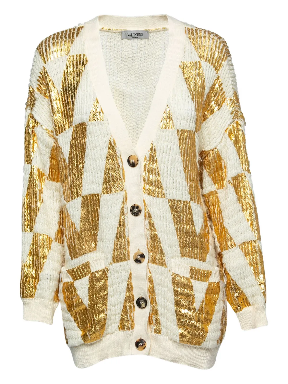 Valentino Pre-Owned ribbed sequin cardigan | White | Image 1