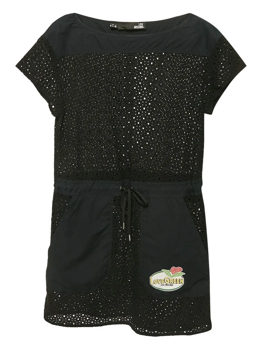 Pre-owned Moschino Eyelet-detailing Mini Dress In Black
