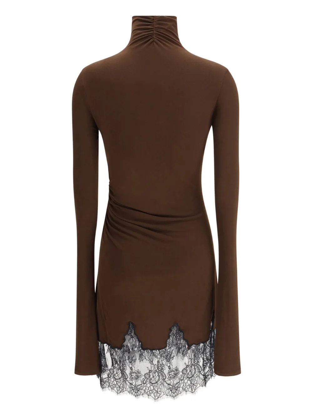 THE ANDAMANE lace-trimmed turtleneck mini dress - Bruin