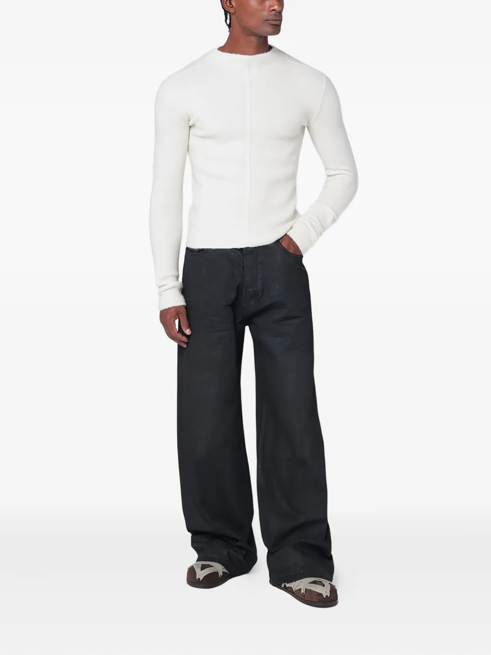 ribbed mock-neck sweater