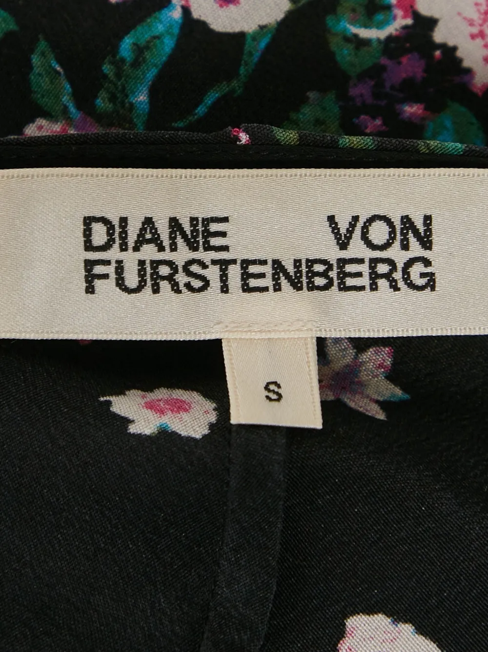 Pre-owned Diane Von Furstenberg Vintage 2024 Floral Crepe Dress In Black