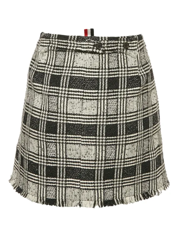 トムブラウン ツイードスカート Thom Browne チェック ツイードスカート | ブラック | FARFETCH JP