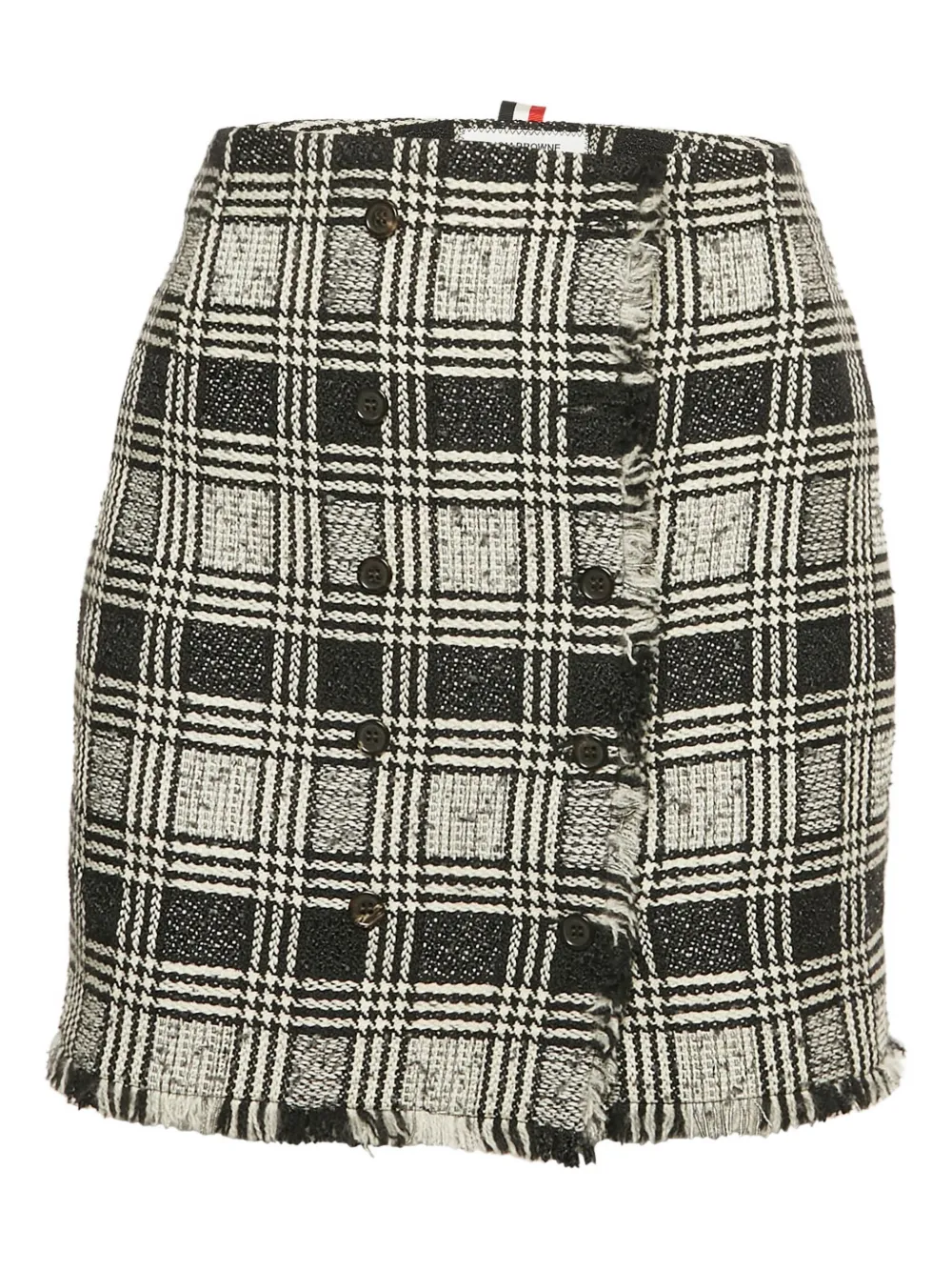 Pre-owned Thom Browne Check-pattern Tweed Skirt In Black