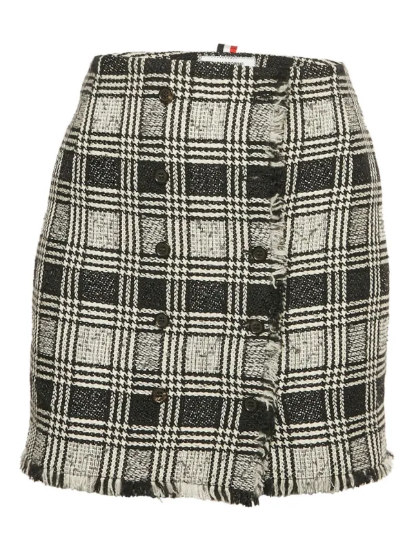 Thom Browne チェック ツイードスカート | ブラック | FARFETCH JP