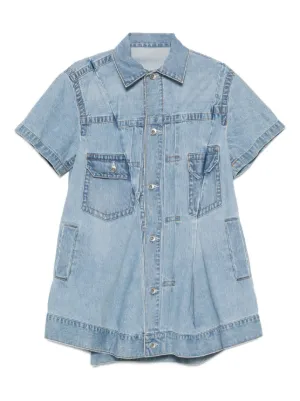 【sacai】プリーツ ストームフラップ コットン ミニドレス コンビネーション ベルテッド ドレス（2235382）｜SACAI(サカイ