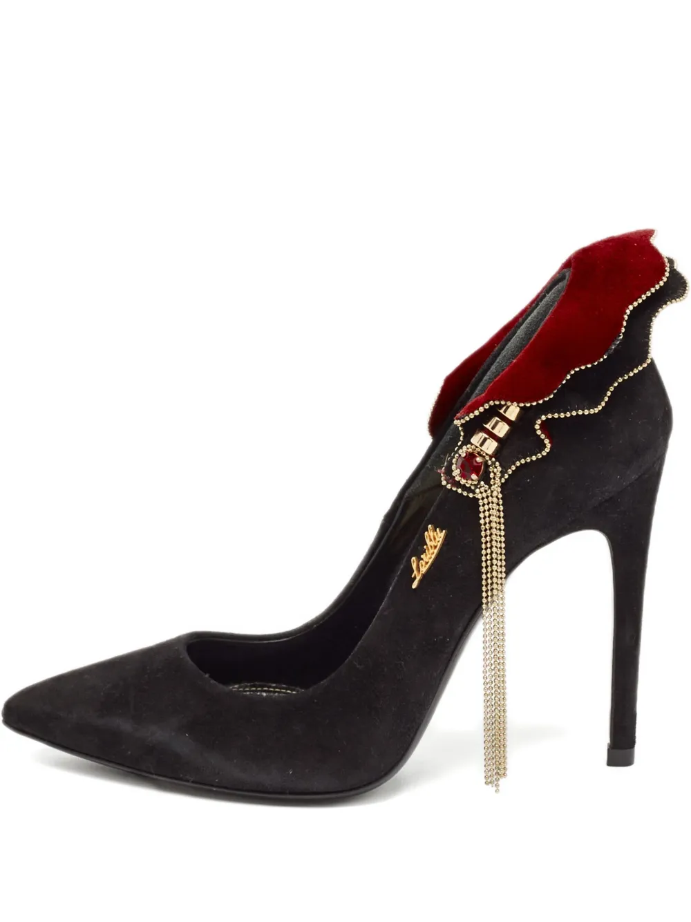 Loriblu escarpins en daim à détail de chaîne 130 mm | noir | Image 1