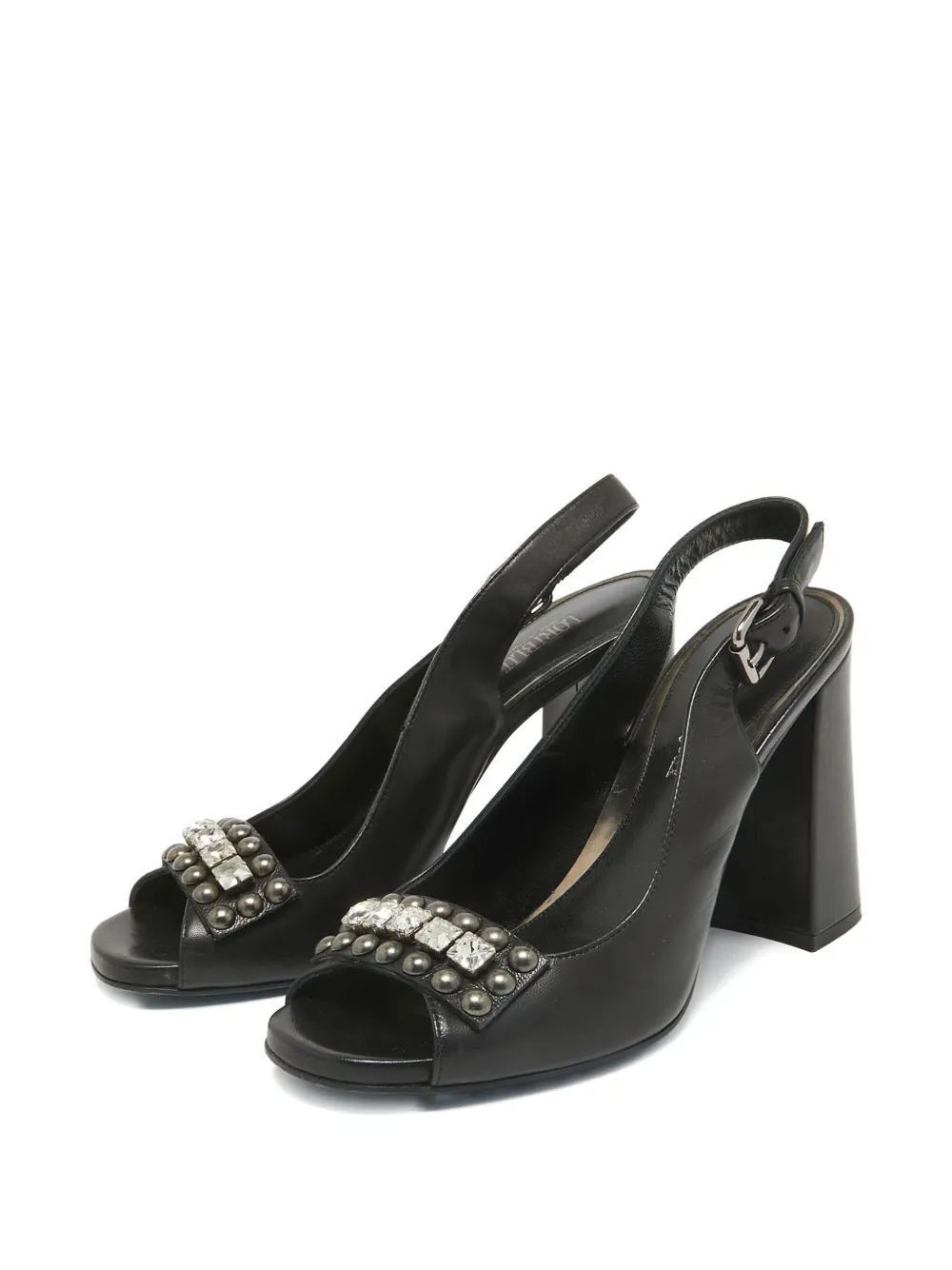 Loriblu 120 mm slingback pumps met kristallen studs - Zwart