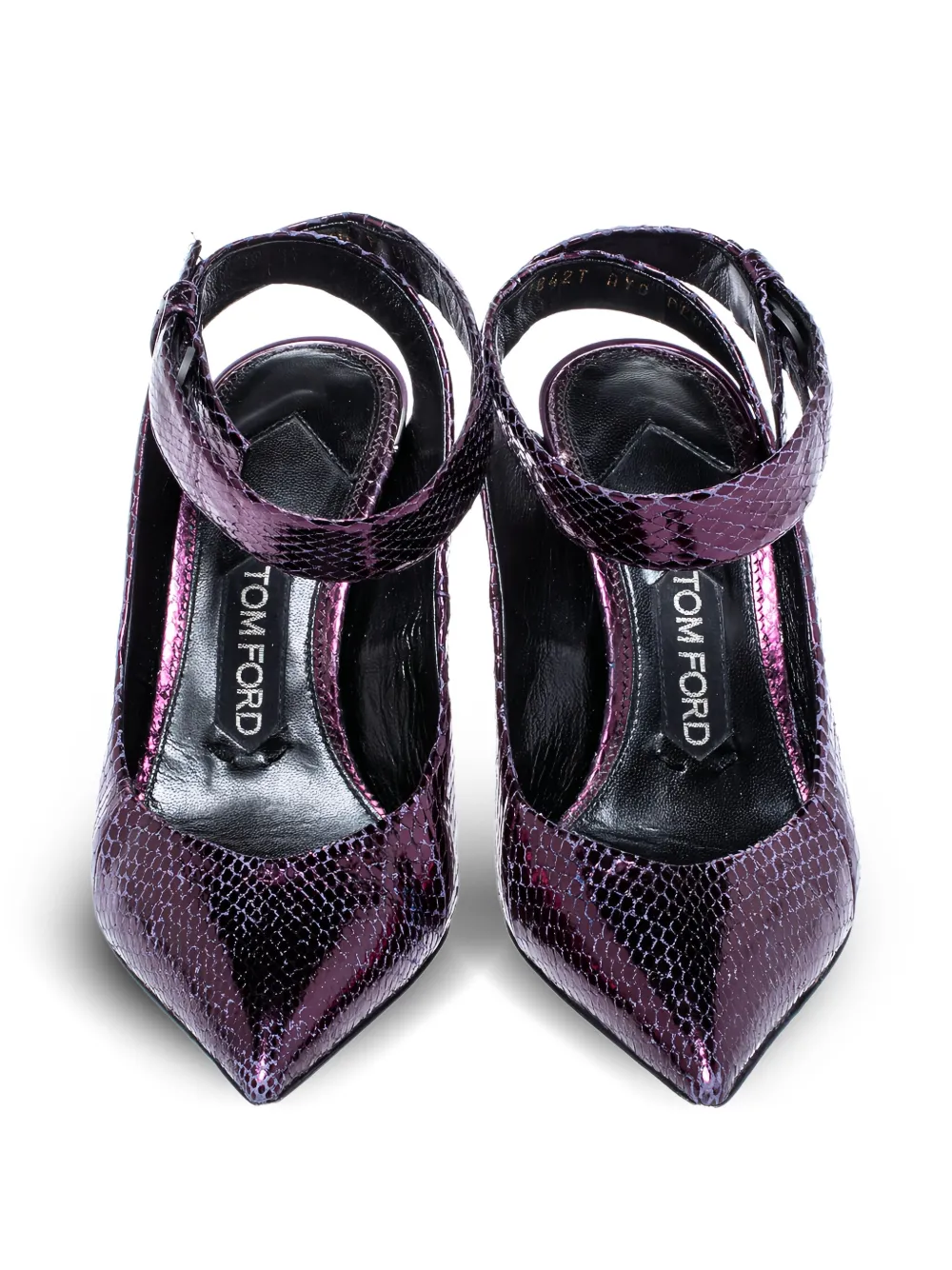 Tom Ford Vintage 90 mm pumps met slangen-effect en enkelbandje - Paars