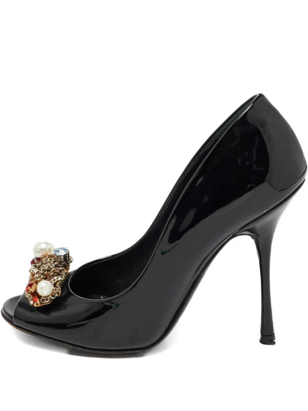 Pre-owned Dolce & Gabbana 110mm Leather Heeled Pumps In Black