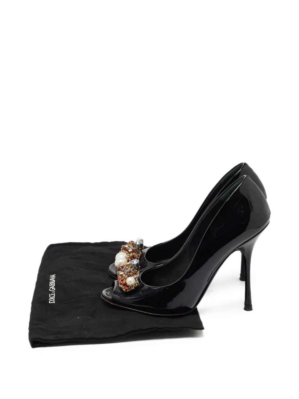 Pre-owned Dolce & Gabbana 110mm Leather Heeled Pumps In Black