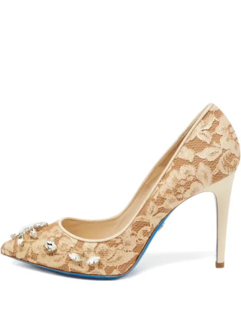 Loriblu 105mm crystal-embellished lace pumps
