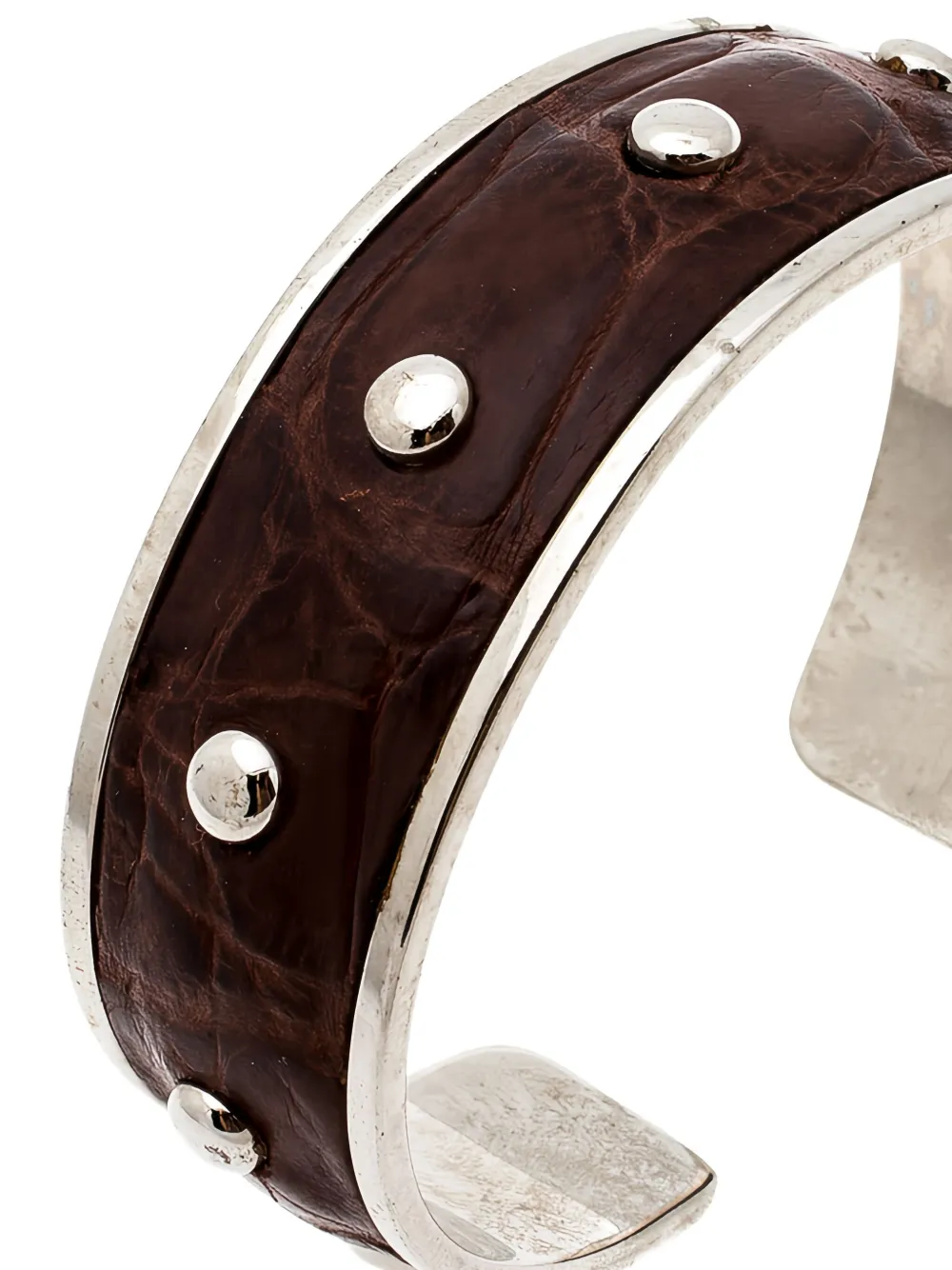 Pre-owned Tod's Vintage Leather Stud Bracelet In Silver