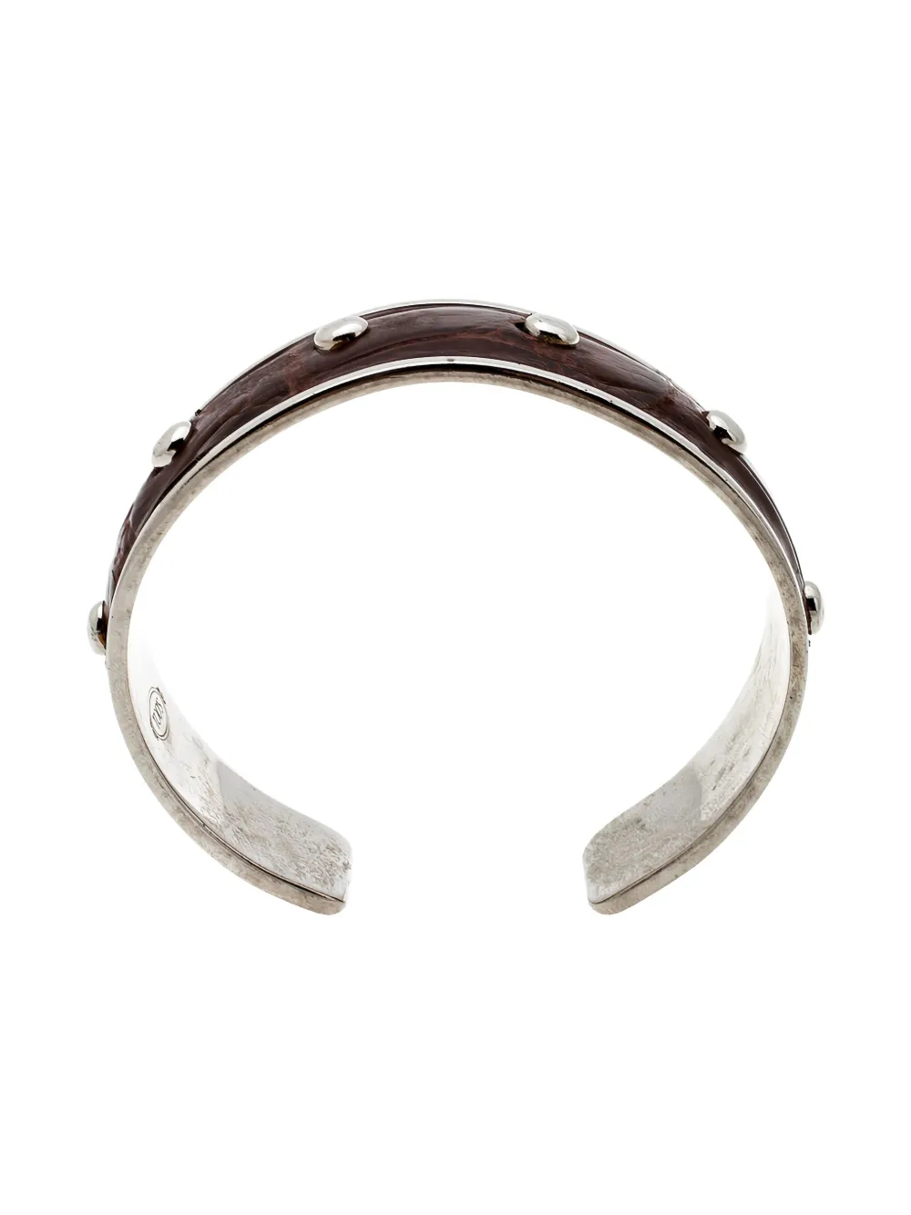 Pre-owned Tod's Vintage Leather Stud Bracelet In Silver