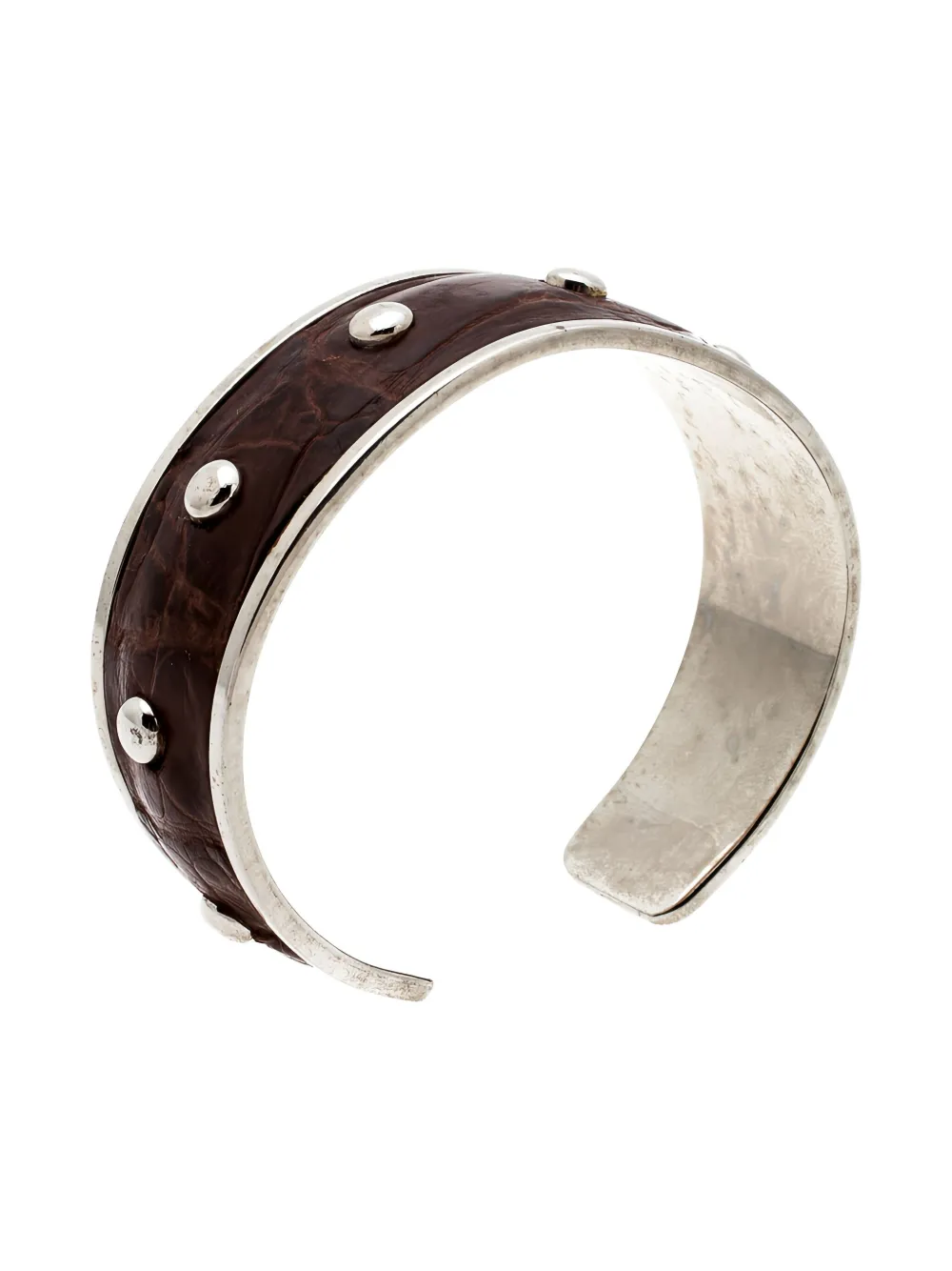 Pre-owned Tod's Vintage Leather Stud Bracelet In Silver