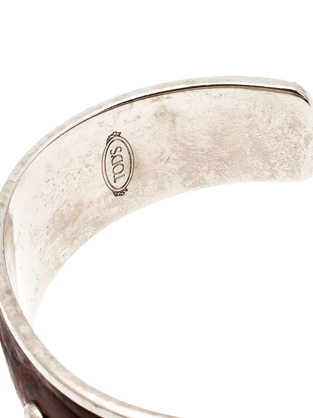 Pre-owned Tod's Vintage Leather Stud Bracelet In Silver