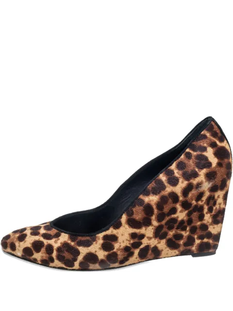 Brian Atwood 90mm leopard-print pony-hair wedge pumps