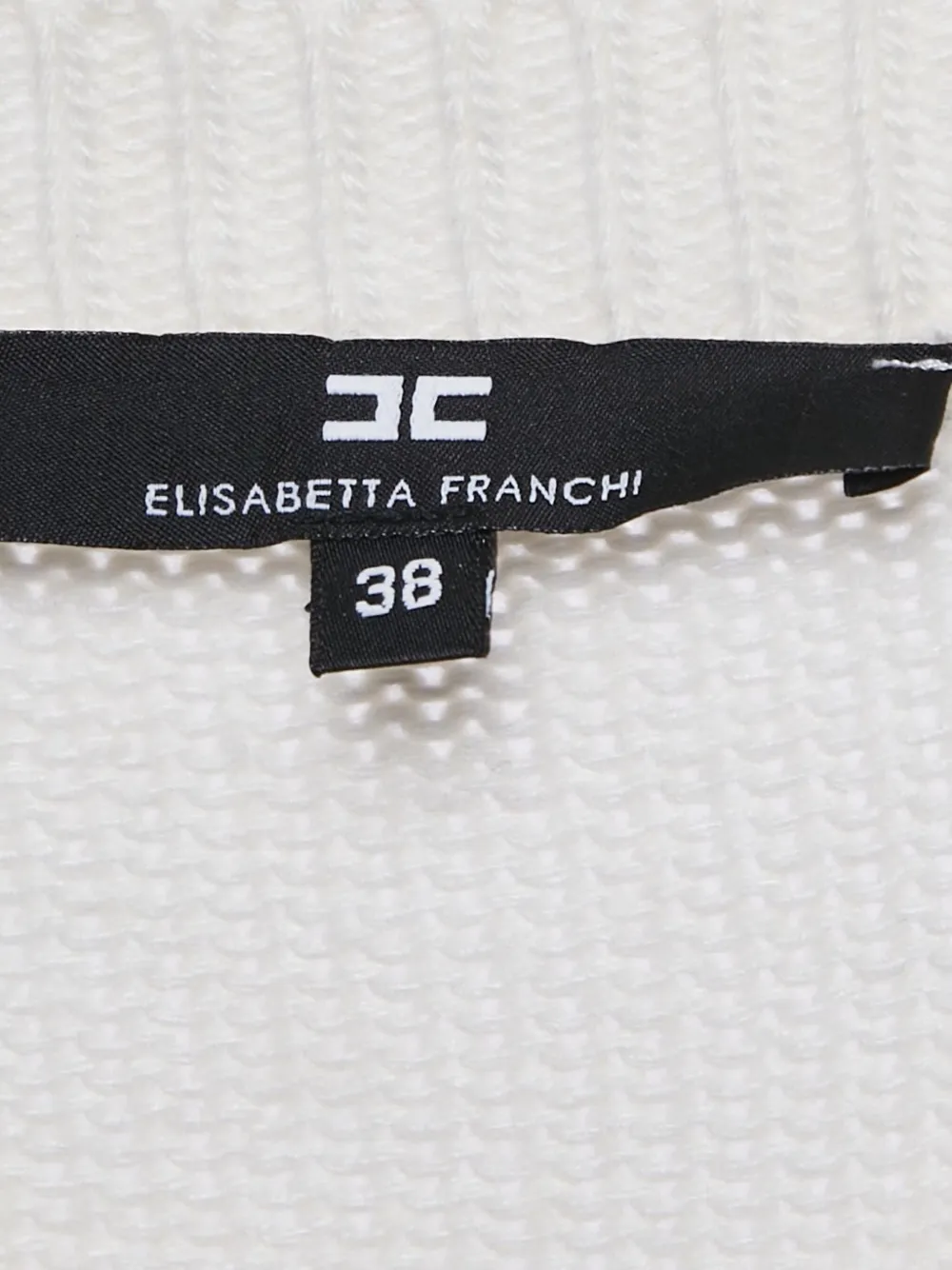 Pre-owned Elisabetta Franchi Cable-knit Sweater In White