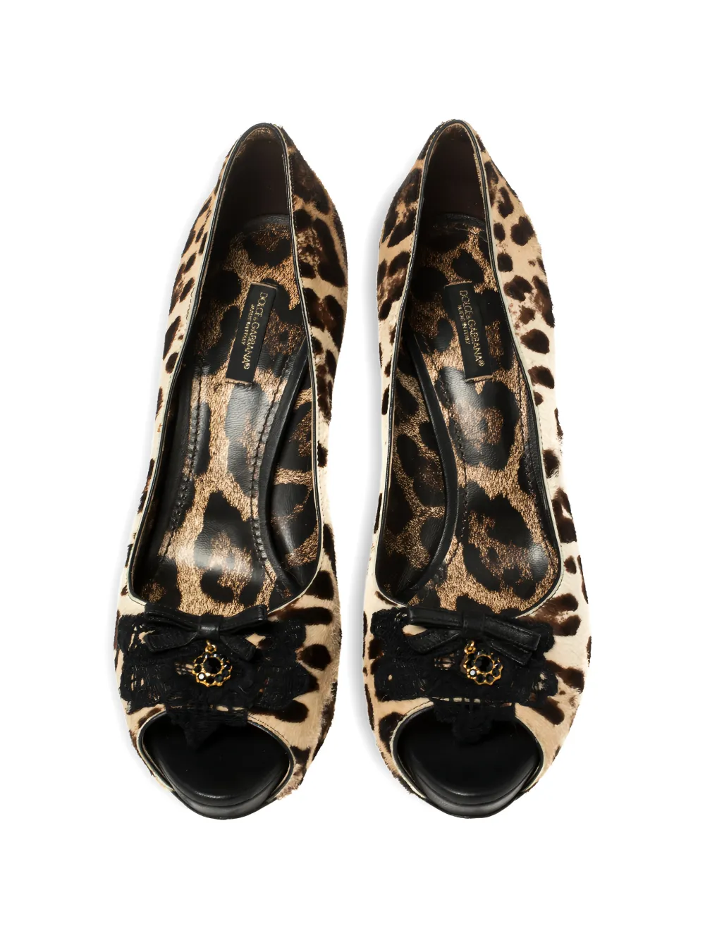 Dolce & Gabbana Pre-Owned 120 mm pumps met luipaardprint en strikdetail - Beige