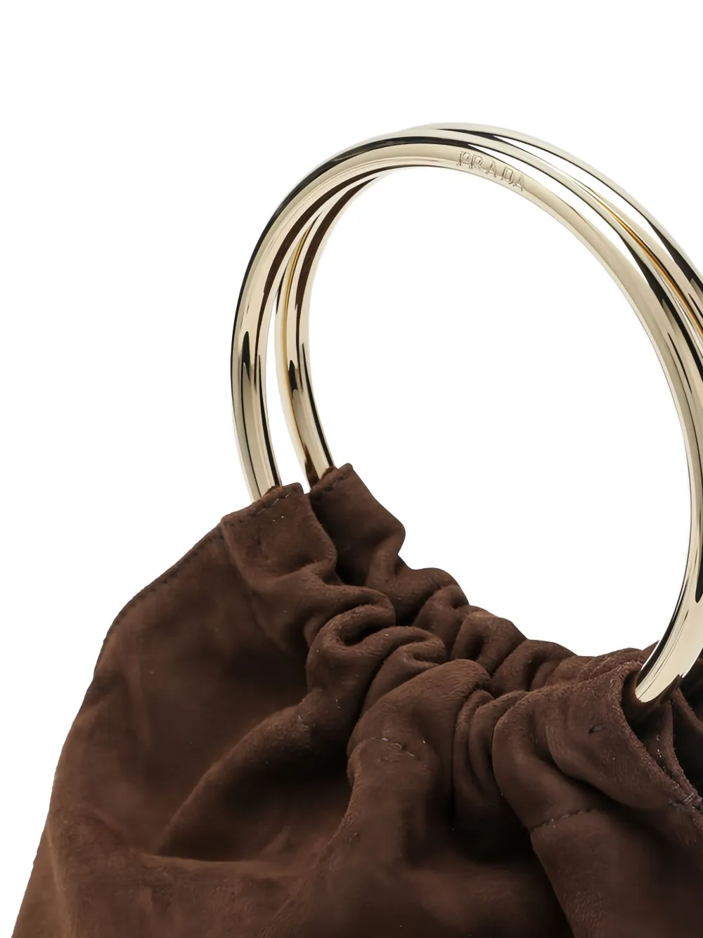 Prada Suède mini bucket-tas met handvat met ring Bruin