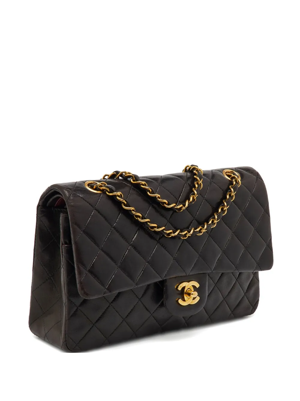 CHANEL Pre-Owned ダブルフラップ ショルダーバッグ M - ブラック CHANEL Pre-Owned ダブルフラップ ショルダーバッグ M - ブラック