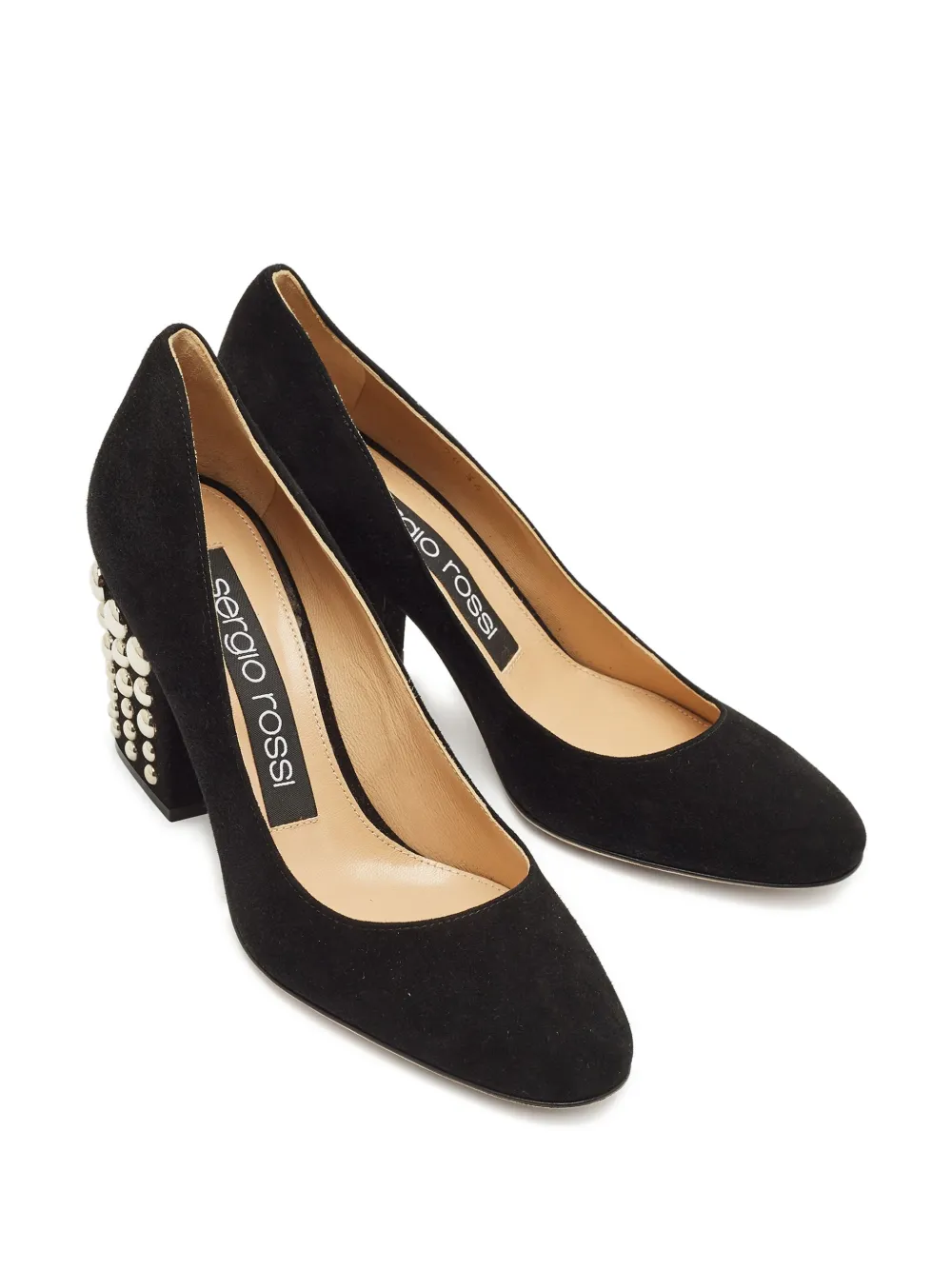 Sergio Rossi Vintage Pumps mit Blockabsatz 75mm - Schwarz