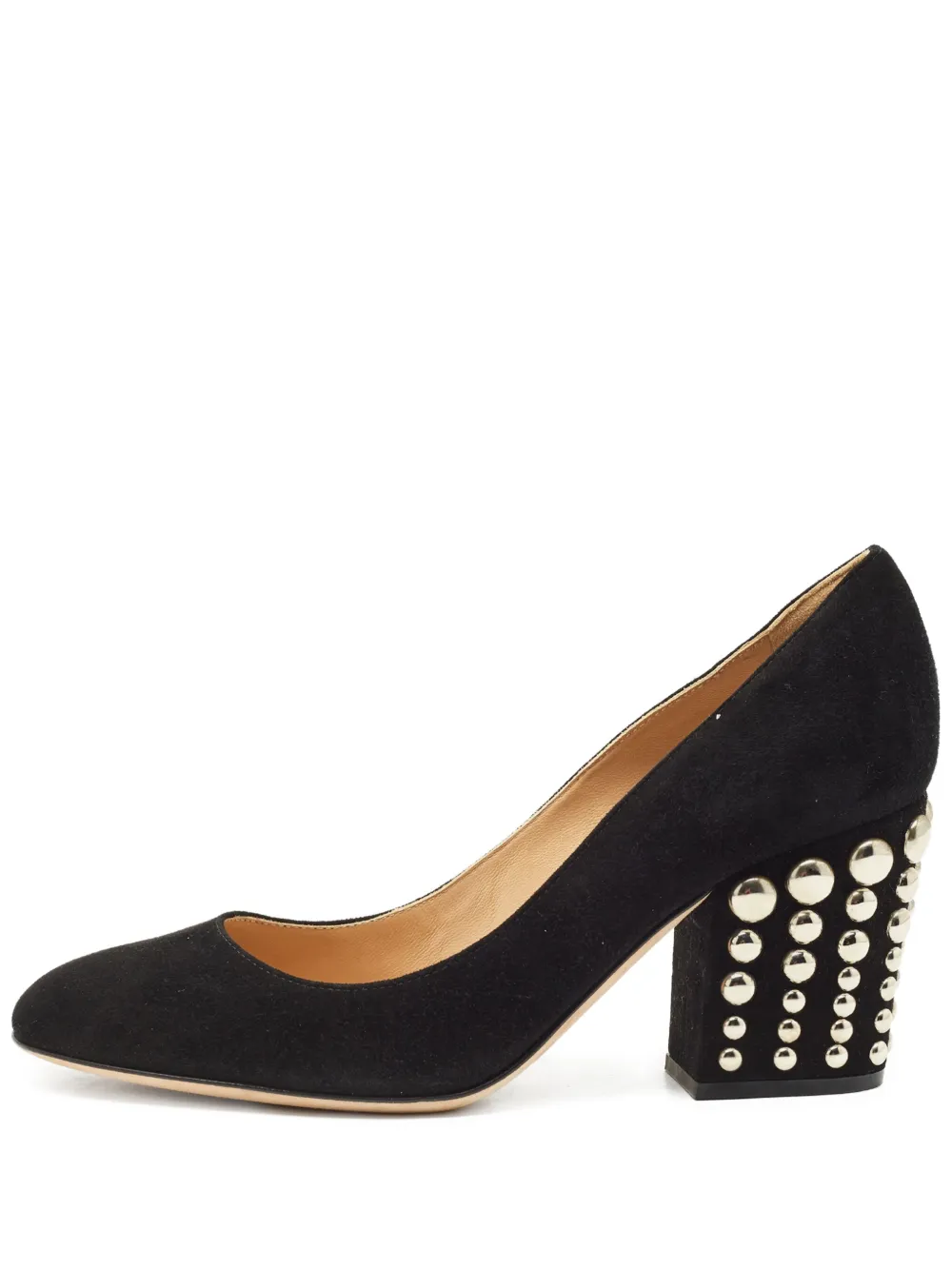 Sergio Rossi Vintage 75 mm pumps met blokhak en studs - Zwart