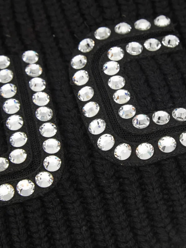 Gucci Pre-Owned Guccy crystal-embellished Beanie | Black | FARFETCH